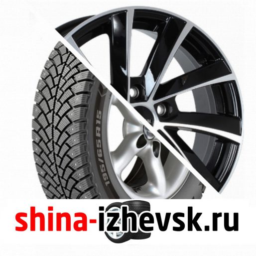 Колесо в сборе BF Goodrich G Force Stud 215/65 R16 Q 102 + СКАД KL-273 Skoda Oktavia 6.5xR16 5×112 ET46 DIA57.1 Черный глянцевый с полированной лицевой поверхностью в Ижевске